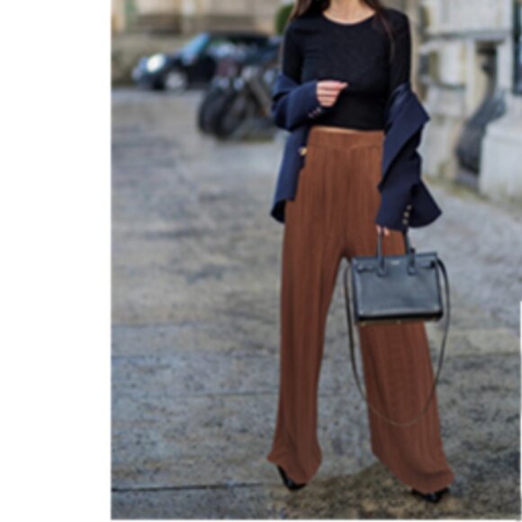 Zara | Brown Pleated Palazzo Pants |‎ Size Small Women's - Picture 9 of 12
